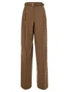 Max Mara Studio High-cut Wool-blend Pants With Matching Belt In Brown