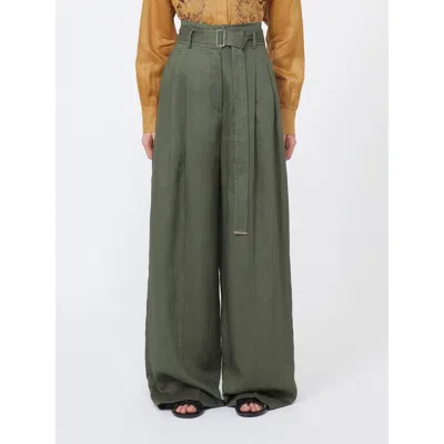 Max Mara Studio Mstmateria Trouser Khaki In Green
