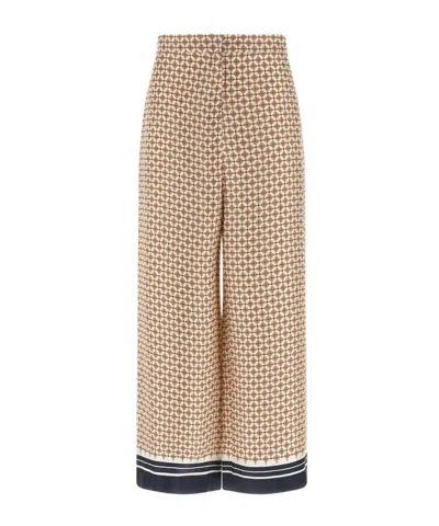 Max Mara Studio Mstottelia Printed Wide-leg Pants In Brown