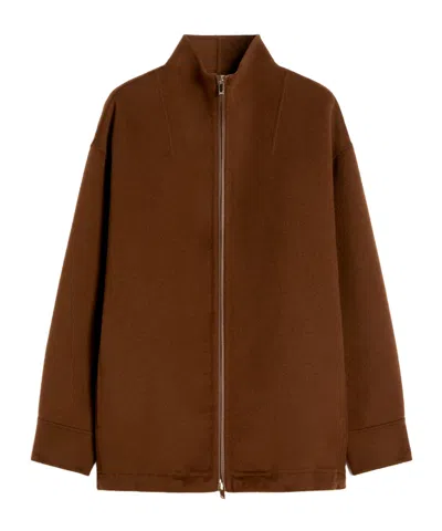 Max Mara Pocket Zip-fastening Jacket In Brown