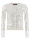 Max Mara Sequin Embellished Cardigan In White