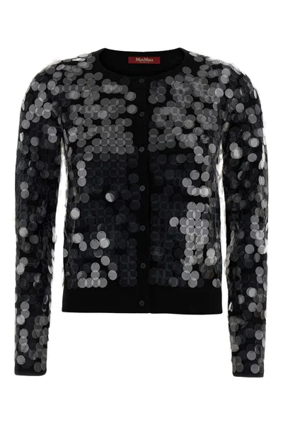 Max Mara Studio Necton Sequin Embellished Knit Cardigan In Black