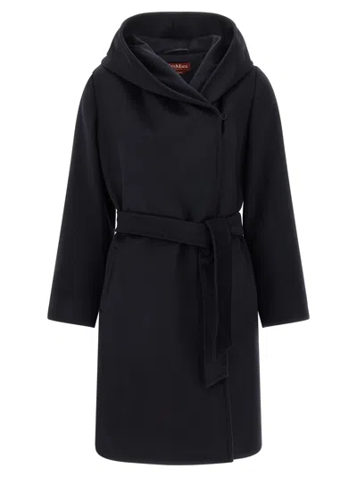 Max Mara New Mang Hooded Belted Coat In Black