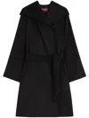 Max Mara Studio Newmang Belted Hooded Coat In Black
