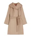 Max Mara Studio Double-drap Virgin Wool Belted Jacket With Side Welt Pockets