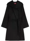 Max Mara Studio Newmang Belted Hooded Coat In Black