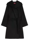 Max Mara Belted Mid-length Blue Coat In Black