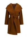 Max Mara Wool Drap Newmang Coat In Brown