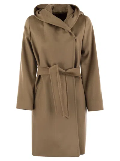 Max Mara Studio Newmang Hooded Coat In Camel