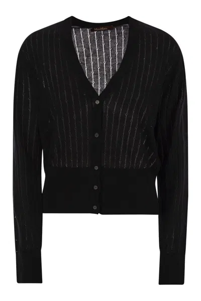 MAX MARA MAX MARA STUDIO NOGARA - WOOL AND SILK CARDIGAN WITH SEQUINS