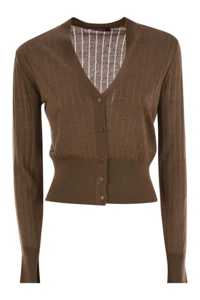 Max Mara Studio Nogara - Wool And Silk Cardigan With Sequins