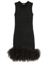 Max Mara Studio Novara Mini Dress With Feather Detail In Black