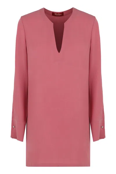 Max Mara Women's Oboli Crãªpe Blouse Top In Pink
