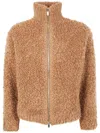 Max Mara High-neck Zip-front Cardigan In Brown