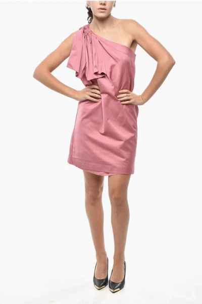 Max Mara Studio One-shoulder Innocuo Dress With Bow Detail In Pink