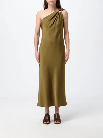 Max Mara Studio One-shoulder Satin Dress In Brown