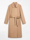 Max Mara Draped Wool Coat With Belt And Pockets In Brown