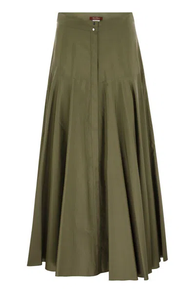 Max Mara Cotton Full Skirt In Green
