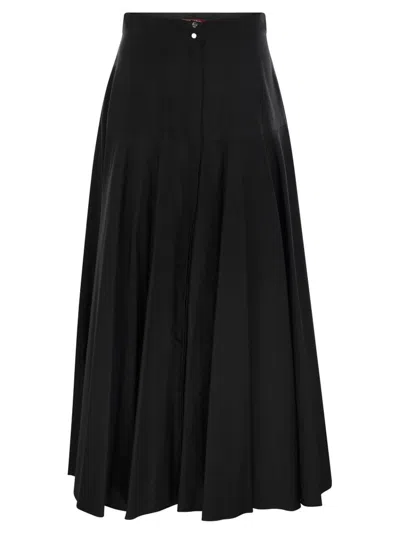 Max Mara Studio Oxiria - Cotton Full Skirt In Black