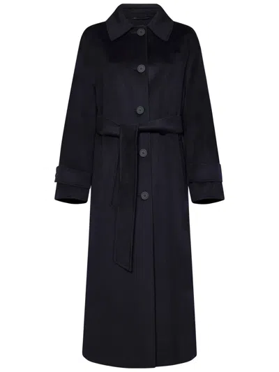 Max Mara Long-sleeved Coat In Blue