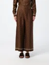 Max Mara Studio Palazzo Trousers In Printed Silk In Brown