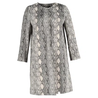 Max Mara Studio Panetto Coat In Animal Print Viscose In Gray