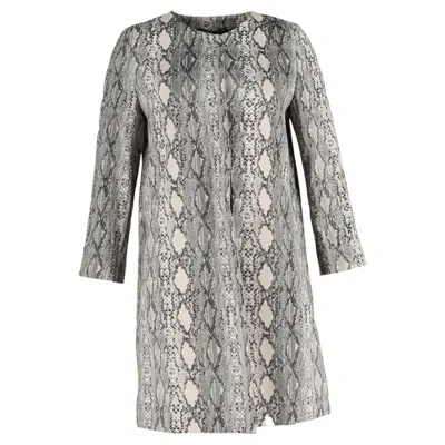 Pre-owned Max Mara Studio Panetto Coat In Animal Print Viscose In Gray