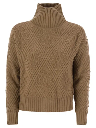 Max Mara Studio Panino Argyle Cashmere Blend Sweater In Camel