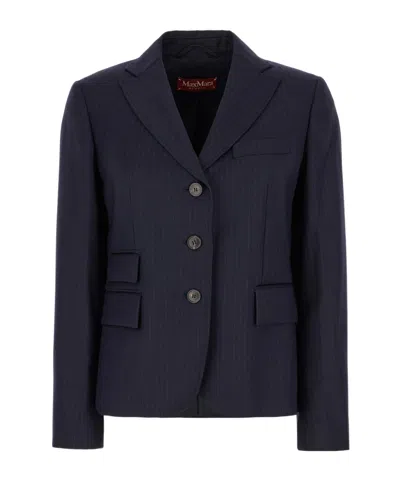 Max Mara Studio Panino Single-breasted Jacket In Blue