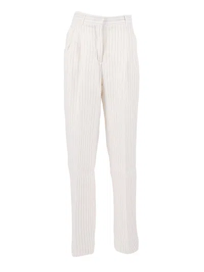 Max Mara Studio Pantalone Lungo Fonte In White