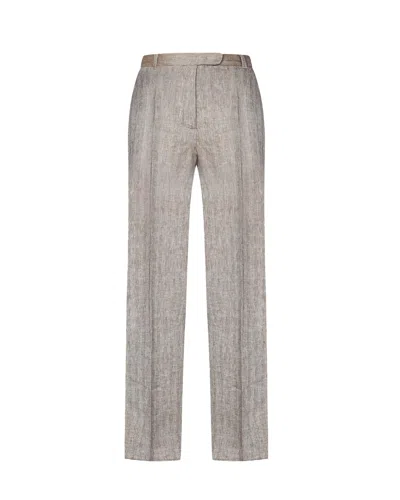 Max Mara Studio Pantalone Satira Beige In Gray