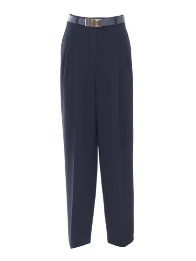 Max Mara Neottia Belted Trousers In Blue