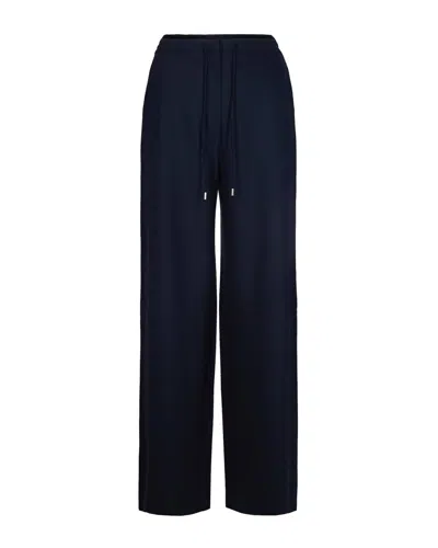 Max Mara Pantalone A Coulisse In Saglia Di Lana Blu In Animal Print