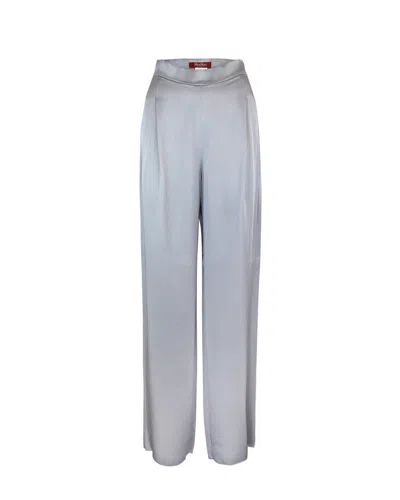Max Mara Wide Trousers In Gray Enver Satin In Grey