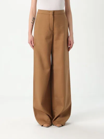 Max Mara Studio Pants Woman Brown In White