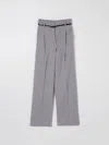 Max Mara Herringbone High-waist Casual Pants In Gray