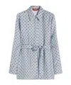 Max Mara Light Blue Printed Twill Boccale Belted Shirt In Blue