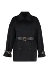 Max Mara Studio Pausa Double-breasted Virgin Wool Coat In Black