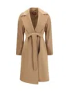Max Mara Studio Peak Lapel Wool Coat In Neutral