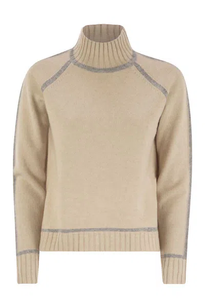 Max Mara Studio Pescara - Wool And Cashmere Turtleneck Sweater In Multi