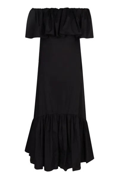 Max Mara Studio Petali Poplin Maxi Dress In Black