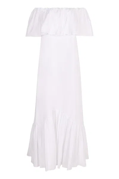 Max Mara Studio Petali Poplin Maxi Dress In White