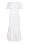 Max Mara Studio Petali Ruffled Off-shoulder Dress In White