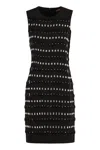 Max Mara Embroidered Cady Boxy Dress In Black