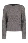 Max Mara Studio Pilade - Diamond-pattern Corded Knitwear In Gray