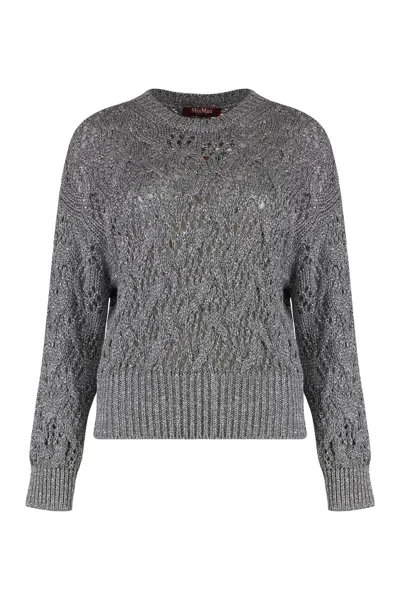 Max Mara Studio Pilade Lurex Knit Sweater In Gray
