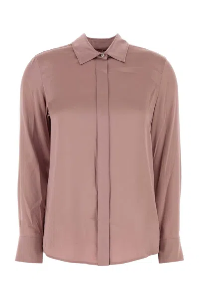 Max Mara Studio Pink Stretch Satin Baden Shirt