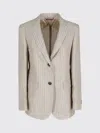 Max Mara Studio Pinstripe Single Breasted Blazer In Black