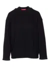 Max Mara Crew-neck Side-split Sweater In Black