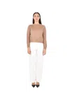 Max Mara Crew Neck Jumper In Mohair Blend Yarn In Sand
